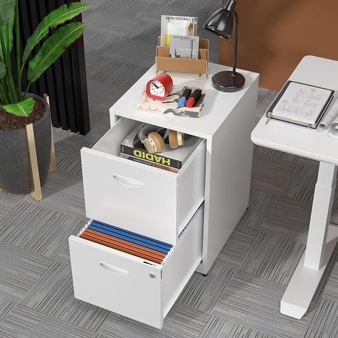 2 Drawer File Cabinet with Lock, Metal Two Drawer Vertical Filing Cabinets - Image 2