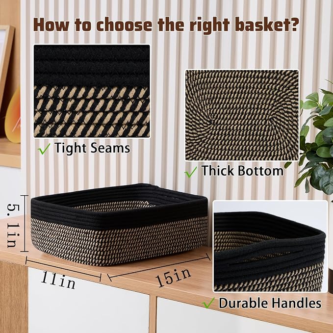 Large Shallow Organizing Baskets 15x11x5.1 Inches - Image 2