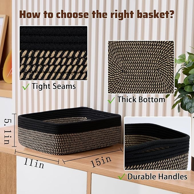 Large Shallow Organizing Baskets 15x11x5.1 Inches - Image 2