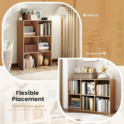 Giantex 6-Cube Bookcase, 3-Tier Cubby Bookshelf, Horizontal Vertical Display - Image 5
