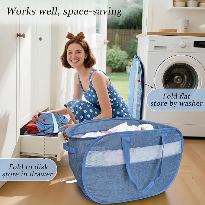 100L Mesh Pop Up Laundry Hampers - Image 4