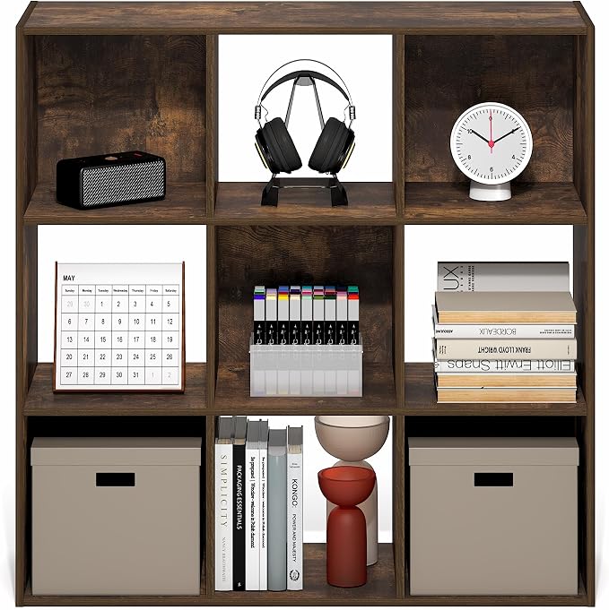 Furinno PELLI Book Shelf, 9-Cube Bookshelf, 3x3 Cube Storage Organizer Bookcase - Image 6