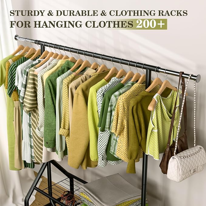 Clothes Rack with 2 Shelves, Heavy Duty Garment Rack Load 450 LBS, Standing - Image 4