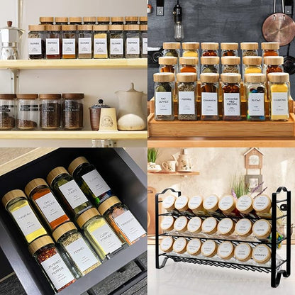 AISIPRIN Glass Spice Jars with 398 Labels, Square Spice Bottles With Shaker Lids - Image 6