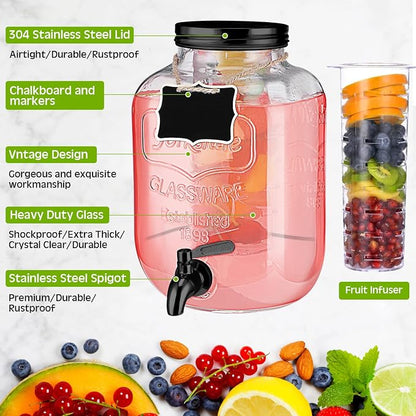 Lallisa 2 Pcs 2 Gallon Glass Drink Dispenser - Image 3