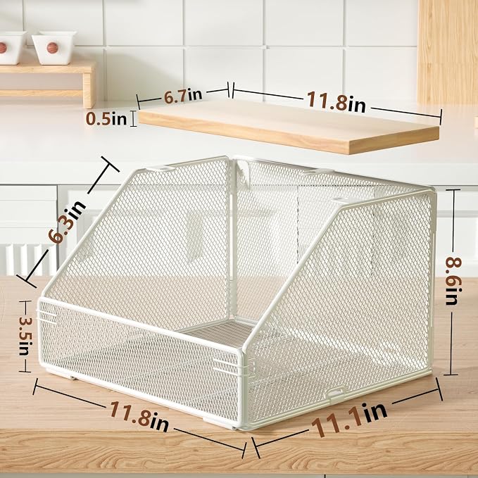 Stackable Fruit Basket for Kitchen Countertop Space Saving, Wall Mounted Mesh - Image 2