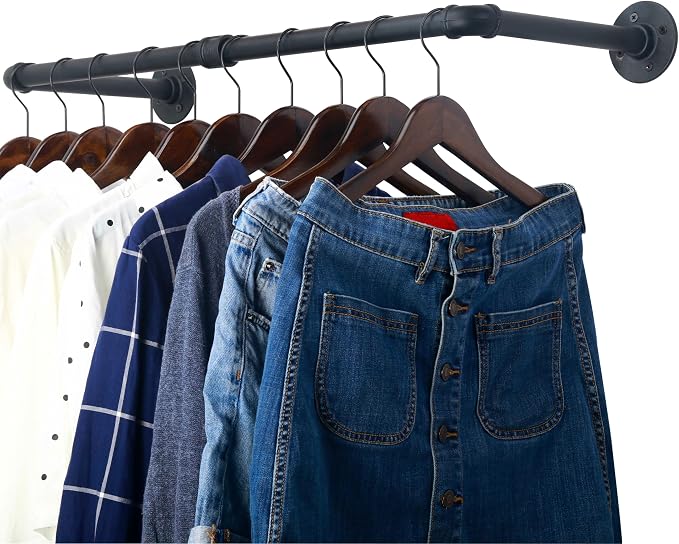 WEBI Clothing Rack Wall Mount, Heavy Duty Iron Garment Rack Bar, Retail Display by WEBI