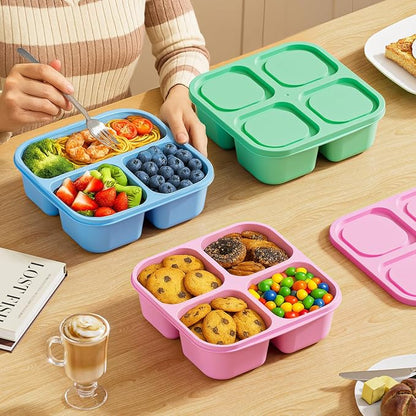 Canfanni 6 Pcs Snack Box Container Set, Reusable 3&4 Compartment Meal Prep - Image 2