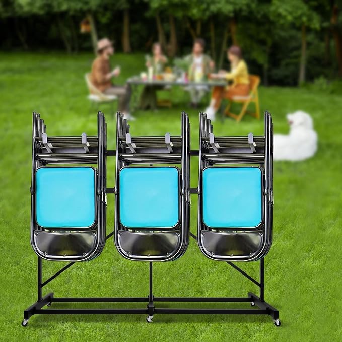 Folding Chair Rack, Heavy Duty Folding Chair Storage Rack Cart, 42 Chairs and - Image 8