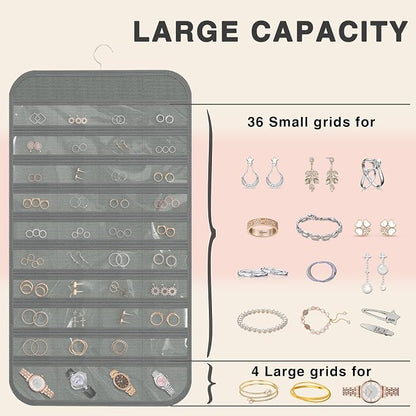 Hanging Jewelry Organizer Storage, 40 Pockets 36 Hooks Necklace Earring - Image 6