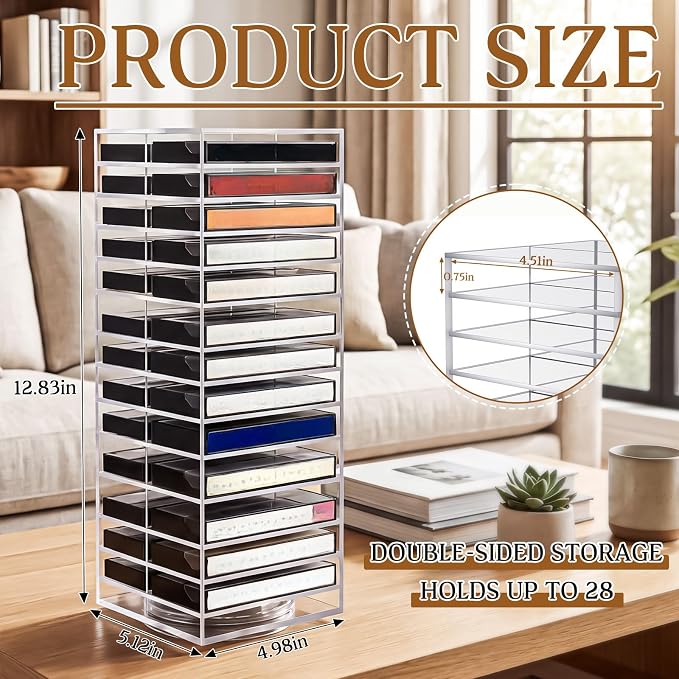 Ripeng 360° Rotating Double-Sided Cassette Tape Storage Tower, Retro Music - Image 2