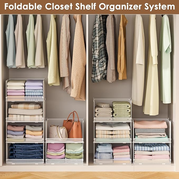 Tiaoheka 4-Tier Stackable Closet Organizers and Storage Shelves, Foldable - Image 6