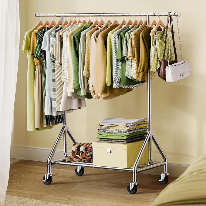 Clothes Rack Load 450 LBS, Heavy Duty Garment Rack, Standing Rolling Metal - Image 6