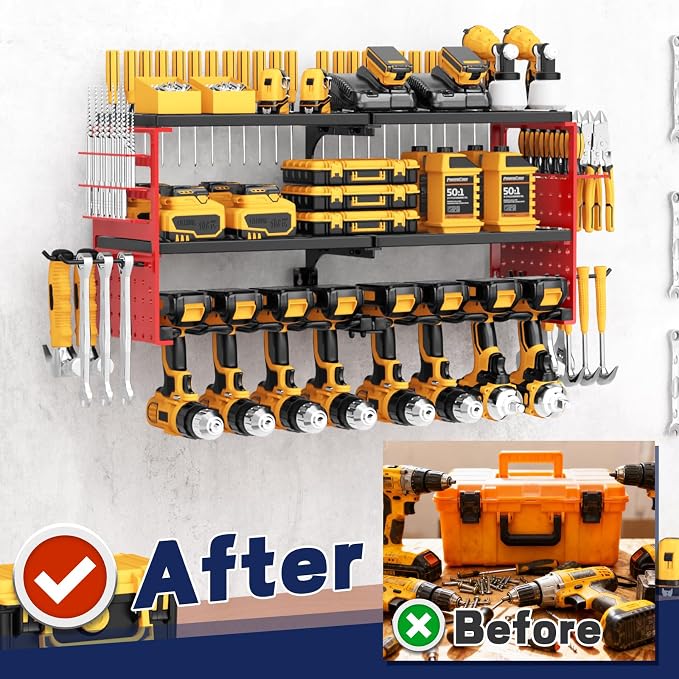 Power Tool Organizer Wall Mount, 300Lbs Load 3 Layer Heavy Duty Metal Tool Shelf - Image 5