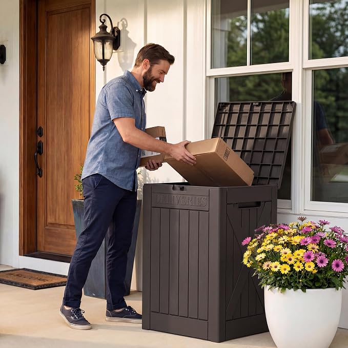 Lockable Outdoor Storage Box 52 Gallon, All-Weather Resin Deck Box - Image 5
