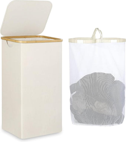 iEGrow Laundry Basket with Lid, 110L Large Laundry Hamper with Handle and Lid by iEGrow