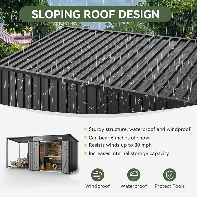 Aoxun 6x4FT Outdoor Storage Shed & Hardtop Gazebo Combo - Image 4