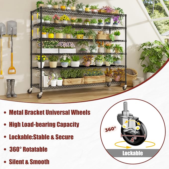PrimeZone 6 Tier 80.7"H x 55.5"W x 24"D Wire Shelving - Image 8