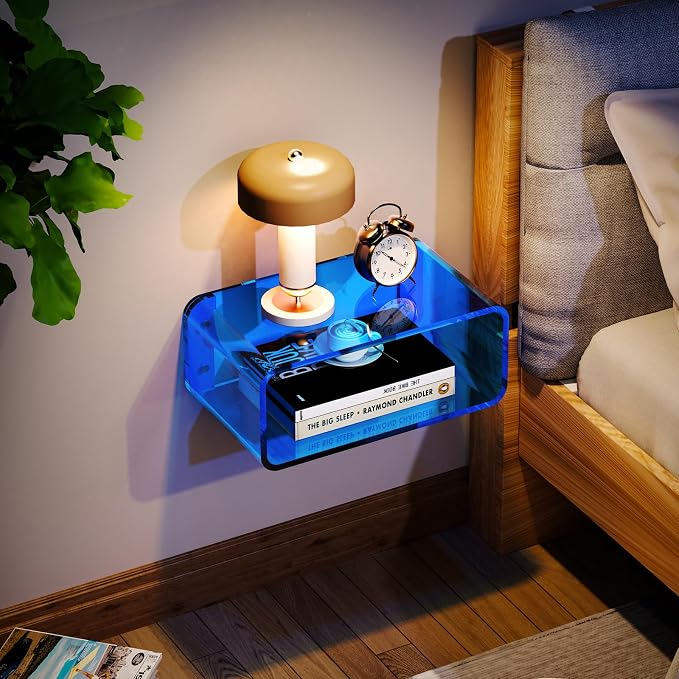 Acrylic Floating Nightstand, Bedside Table, Nightstand Shelf Wall Mounted - Image 8