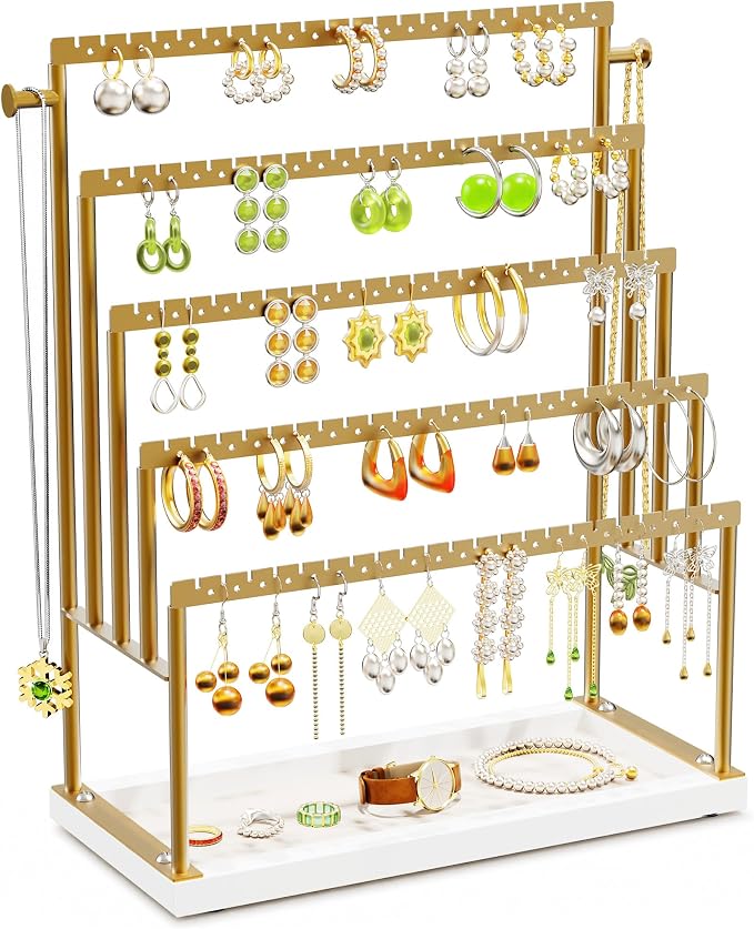 Large 5 Tier Earring Organizer and Holder, jewelry organizer stand, elegant by TIPSYTREE