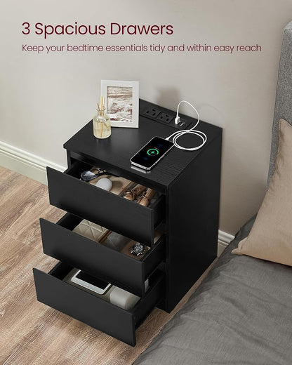 VASAGLE Nightstand with Charging Station, 2 AC Outlets and 2 USB Ports - Image 5