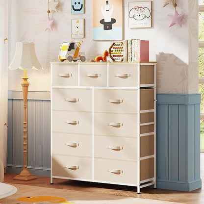 WLIVE Tall Dresser for Bedroom, 11 Drawer Chest of Drawers, Cream White | 11 - Image 2