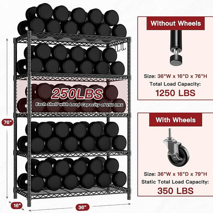 PrimeZone 4 Packs 36" W x 16" D x 79" H Wire Storage Shelves - Image 3