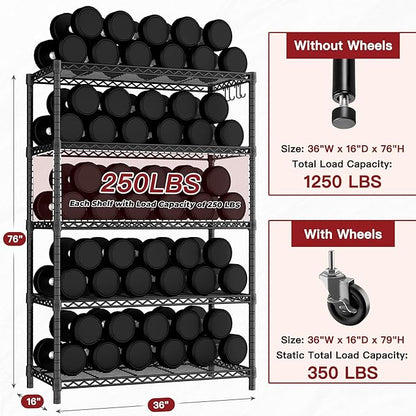 PrimeZone 2 Packs 36" W x 16" D x 79" H Wire Storage Shelves - Image 3