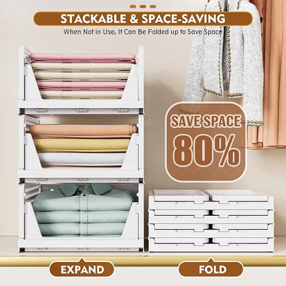 SNSLXH 8 Pack Stackable Closet Storage Bins, Space-Saving Wardrobe Organizer - Image 4
