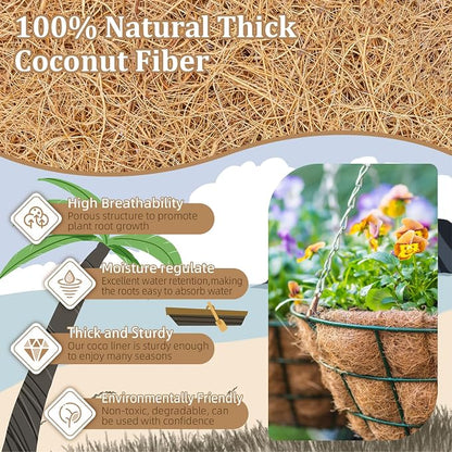 4 Pack 12 Inch Hanging Basket Coco Liners Replacement, 100% Natural Round - Image 2