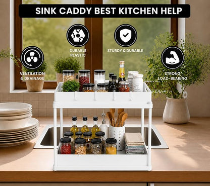 Expandable Under Sink Organizer_2 Tier Under Cabinet Organizer - Image 3
