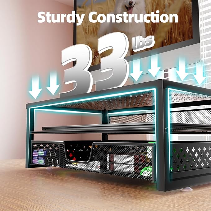 Simple Trending Metal Monitor Stand Riser and Computer Desk Organizer - Image 5