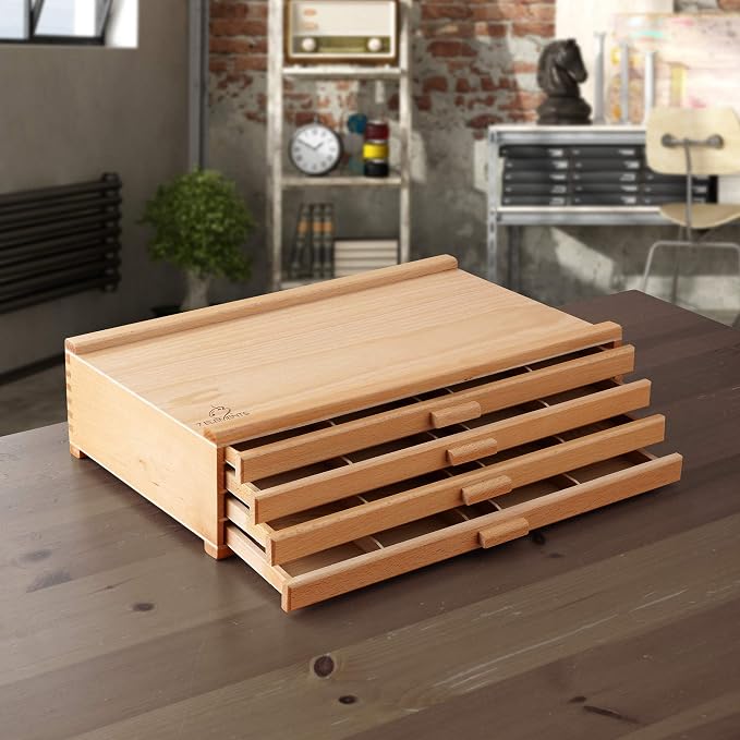 7 Elements 4 Drawer Wooden Artist Storage Supply Box - Image 2