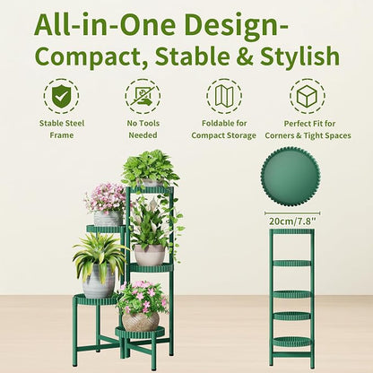 5 Tier Large Plant Stand Indoor, 7.9 Inch Wide Corner Tall Metal Plant Stands - Image 5
