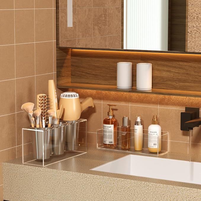 HIIMIEI Hair Tool Organizer, Acrylic Hair Dryer Holder, Bathroom Countertop - Image 4