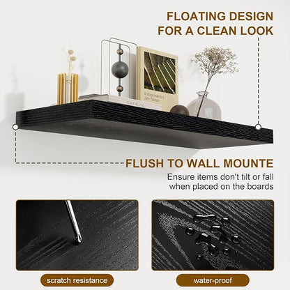 Fun Memories 40 Inch Floating Shelves Set of 2, 8 Inch Deep Wall Shelf - Image 4