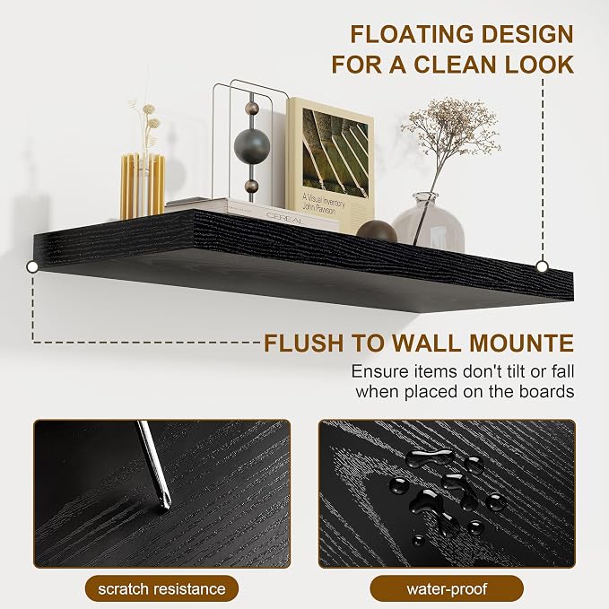 72 Inch Floating Shelves 2 Pack, 8 Inch Deep Floating Shelf Wall Mounted - Image 5