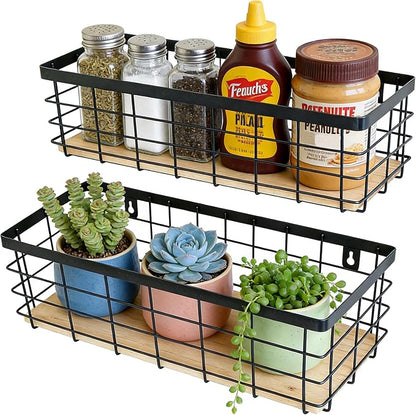 Metal Wire Basket for Kitchen Cabinet Pantry Bathroom Set of 2 | Detachable - Image 3