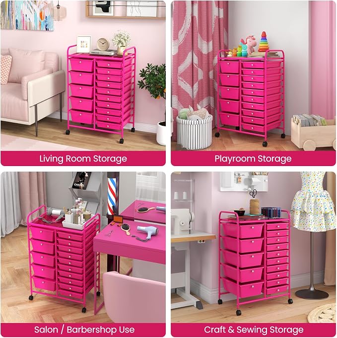 Giantex 15 Drawers Rolling Cart, Classroom Organizers, Storage Cart - Image 5