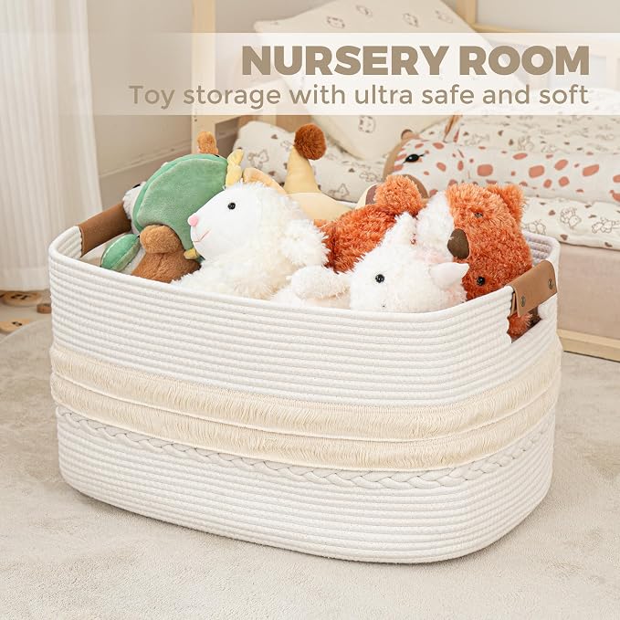 danpinera 108L Large Basket for Living Room, Boho Decorative Basket Organizing - Image 4