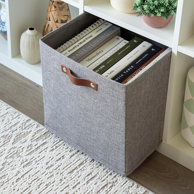 OrganiHaus 13" x 13" x 13" Cube Fabric Storage Bins Set of 4, Canvas Storage - Image 5