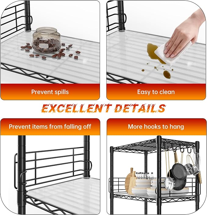 5 Tier Metal Shelving Unit Pantry Storage Shelves - Image 6