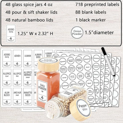 SWOMMOLY 48 Pcs Glass Spice Jars - Image 2