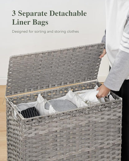 SETVSON Laundry Hamper with Lid 132 L, Clothes Hamper with Lid, Handwoven - Image 3