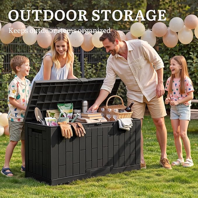 YITAHOME 60 Gallon Resin Deck Box, Weather Resistant Outdoor Rattan Storage Box - Image 5