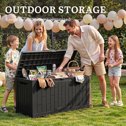 YITAHOME 60 Gallon Resin Deck Box, Weather Resistant Outdoor Rattan Storage Box - Image 5