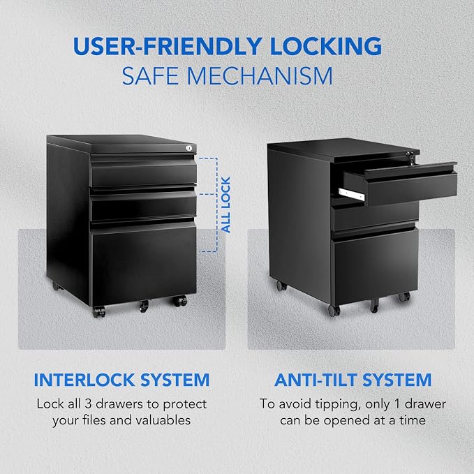 FLEXISPOT 3-Drawer Mobile File Cabinet - Image 2