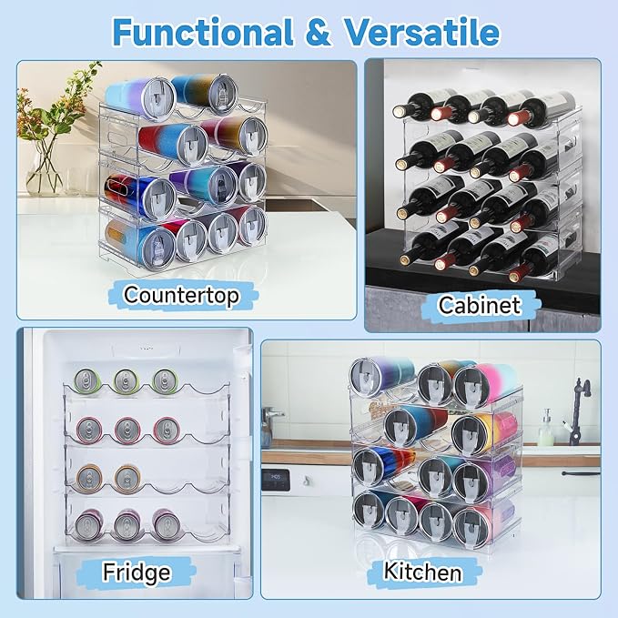 Large Compartment Water Bottle Organizer, 4 Tier Stackable Water Bottle Rack - Image 6