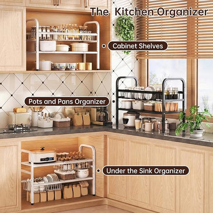 2 Tier Under Sink Organizer Expandable Length/Height Adjustable, Heavy Duty - Image 6