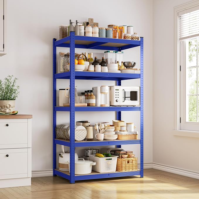 Yaheetech 5-Tier Heavy Duty Storage Shelves 35.5" W x 16" D x 71" H Blue | - Image 9